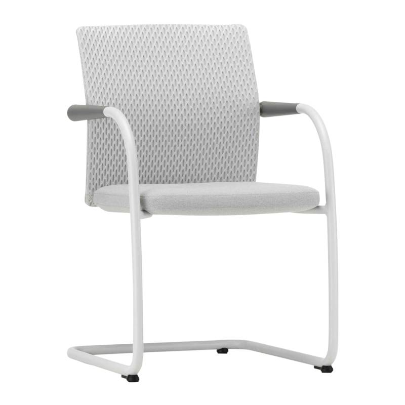 ID Visitor Mesh Freischwinger, Sitz/Rücken silk/diamond mesh dimgrey 21, Armlehne basic dark 30, Ausführung stapelbar, Untergestell basic dark pulv... von Vitra