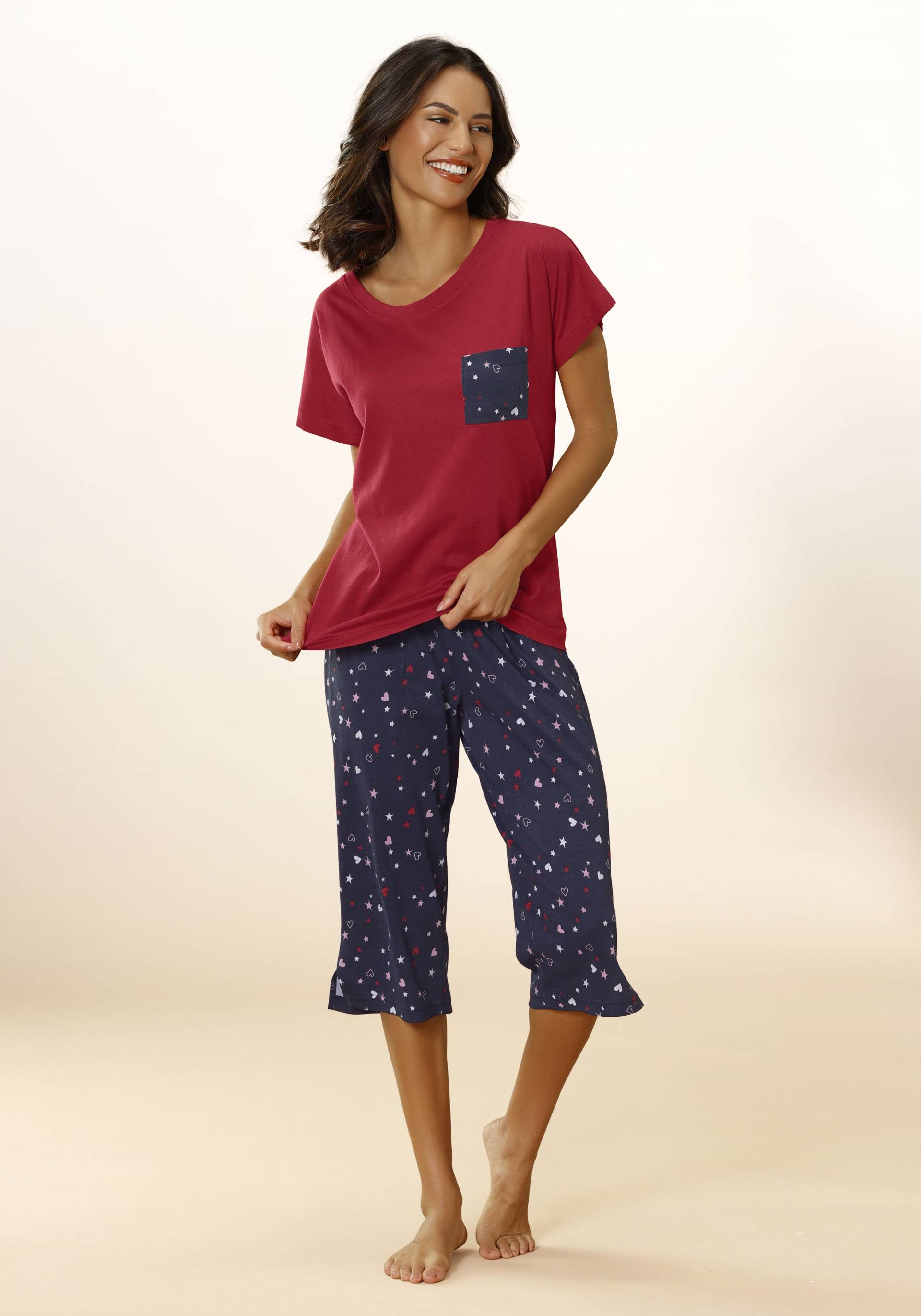 Vivance Dreams Capri-Pyjama, (2 tlg.), mit niedlichem Herzen-Sterne-Druck von Vivance Dreams