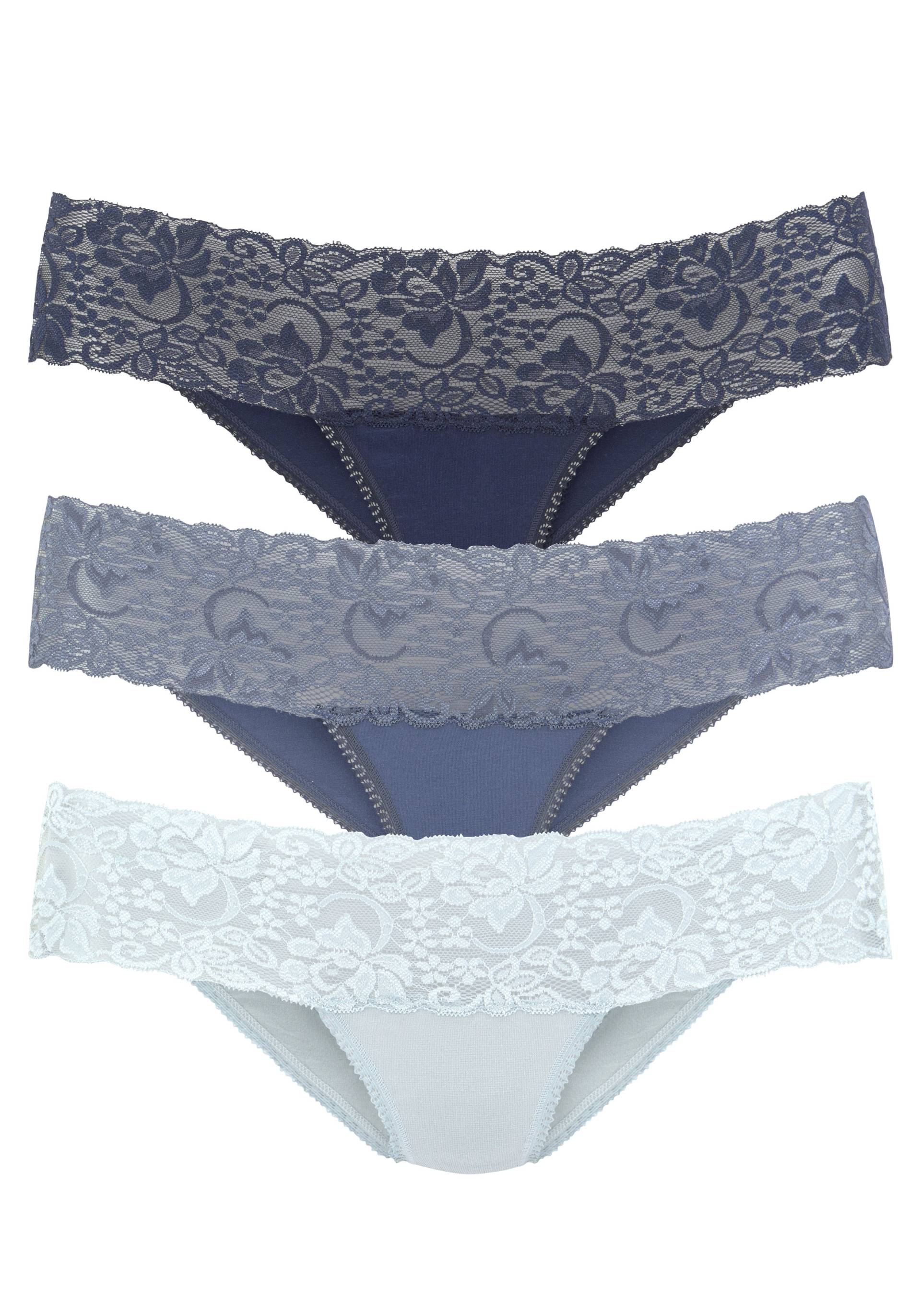 Vivance Brasilslip, (3er-Pack), aus elastischer Baumwolle mit floraler Spitze von Vivance