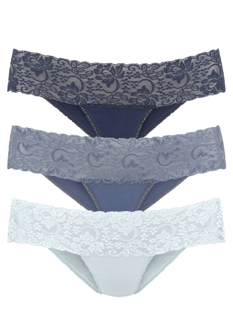 Vivance Brasilslip, (3er-Pack), aus elastischer Baumwolle mit floraler Spitze von Vivance