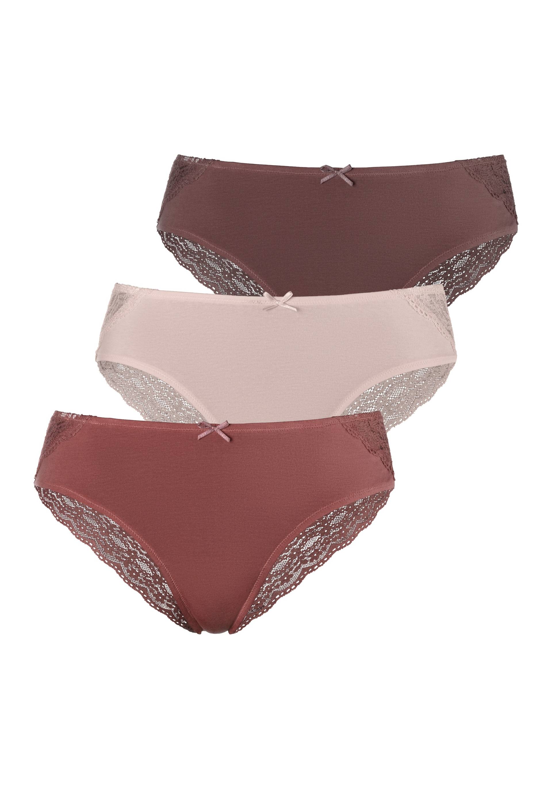 Vivance Brasilslip, (3er-Pack), aus elastischer Baumwolle mit floraler Spitze von Vivance