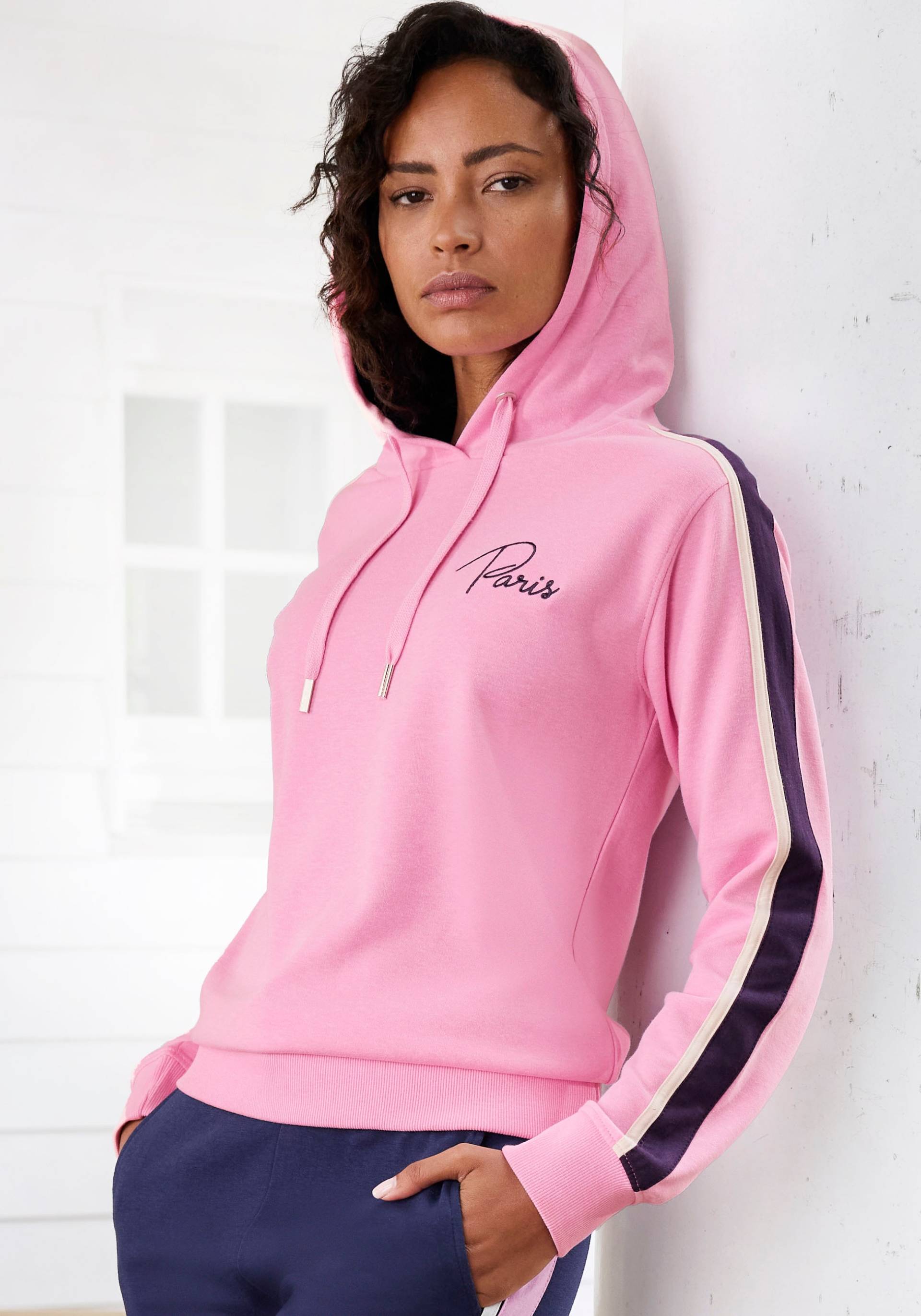 Vivance Hoodie, Hoodie mit Kontrast Einsätzen, Loungeanzug von Vivance