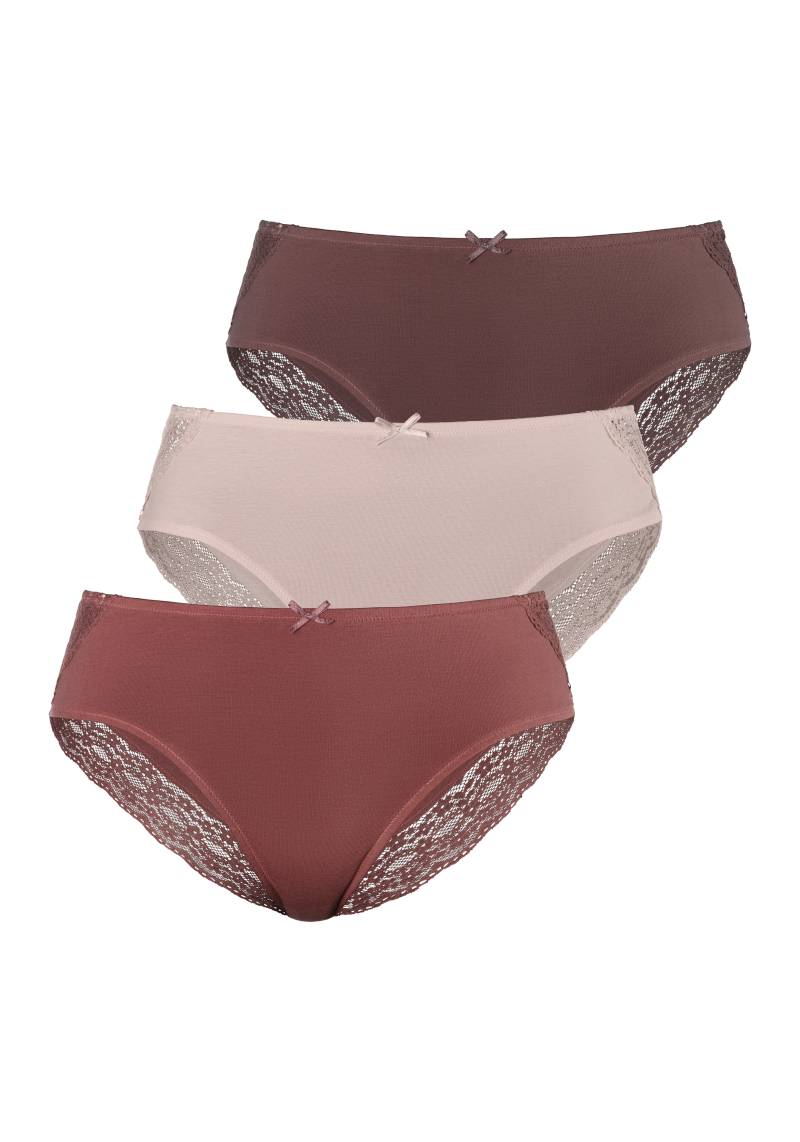 Vivance Jazz-Pants Slips, (3er-Pack), aus elastischer Baumwolle mit floraler Spitze von Vivance