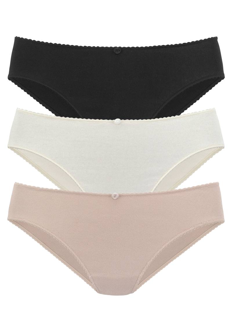 Vivance Jazz-Pants Slips, (3er-Pack), aus weicher Rippware, mit zartem Röschen vorn von Vivance