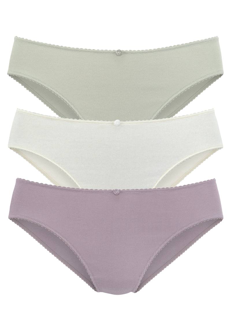 Vivance Jazz-Pants Slips, (3er-Pack), aus weicher Rippware, mit zartem Röschen vorn von Vivance