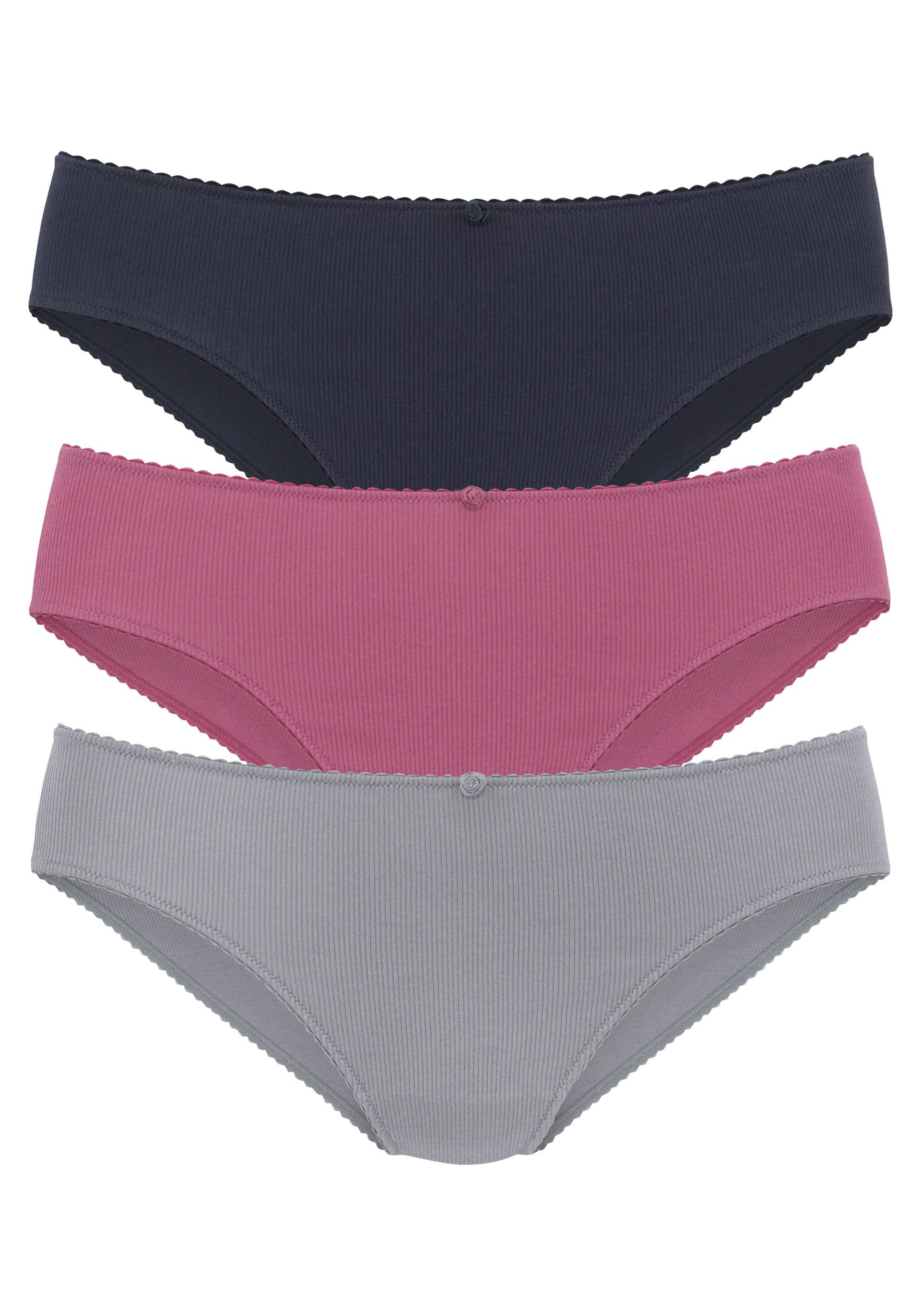 Vivance Jazz-Pants Slips, (3er-Pack), aus weicher und elastischer Rippware, mit zartem Röschen vorn von Vivance