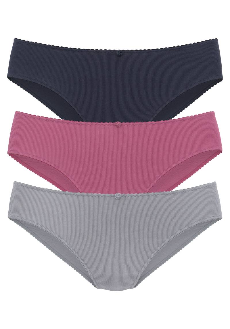 Vivance Jazz-Pants Slips, (3er-Pack), aus weicher Rippware, mit zartem Röschen vorn von Vivance