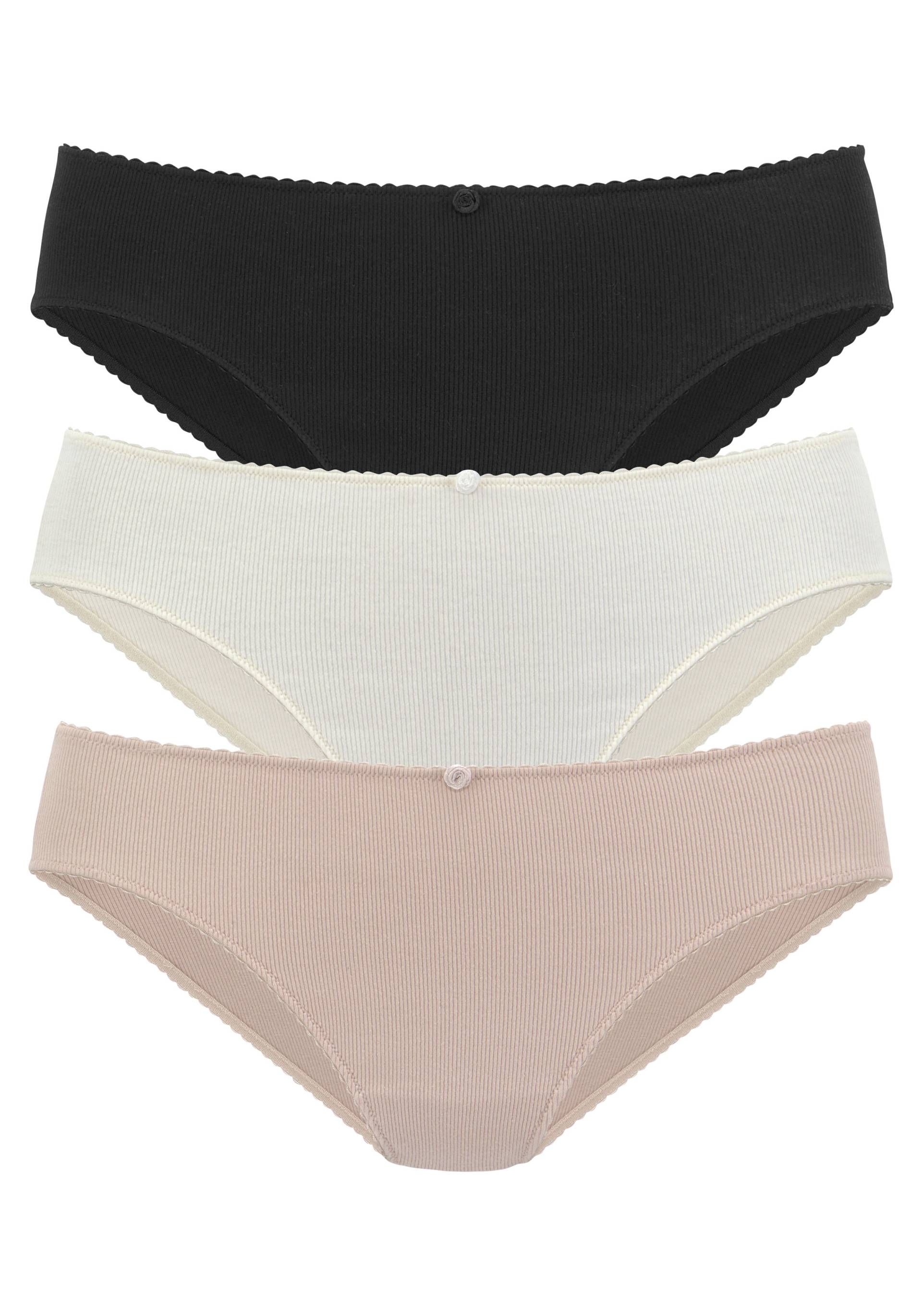 Vivance Jazz-Pants Slips, (3er-Pack), aus weicher Rippware, mit zartem Röschen vorn von Vivance