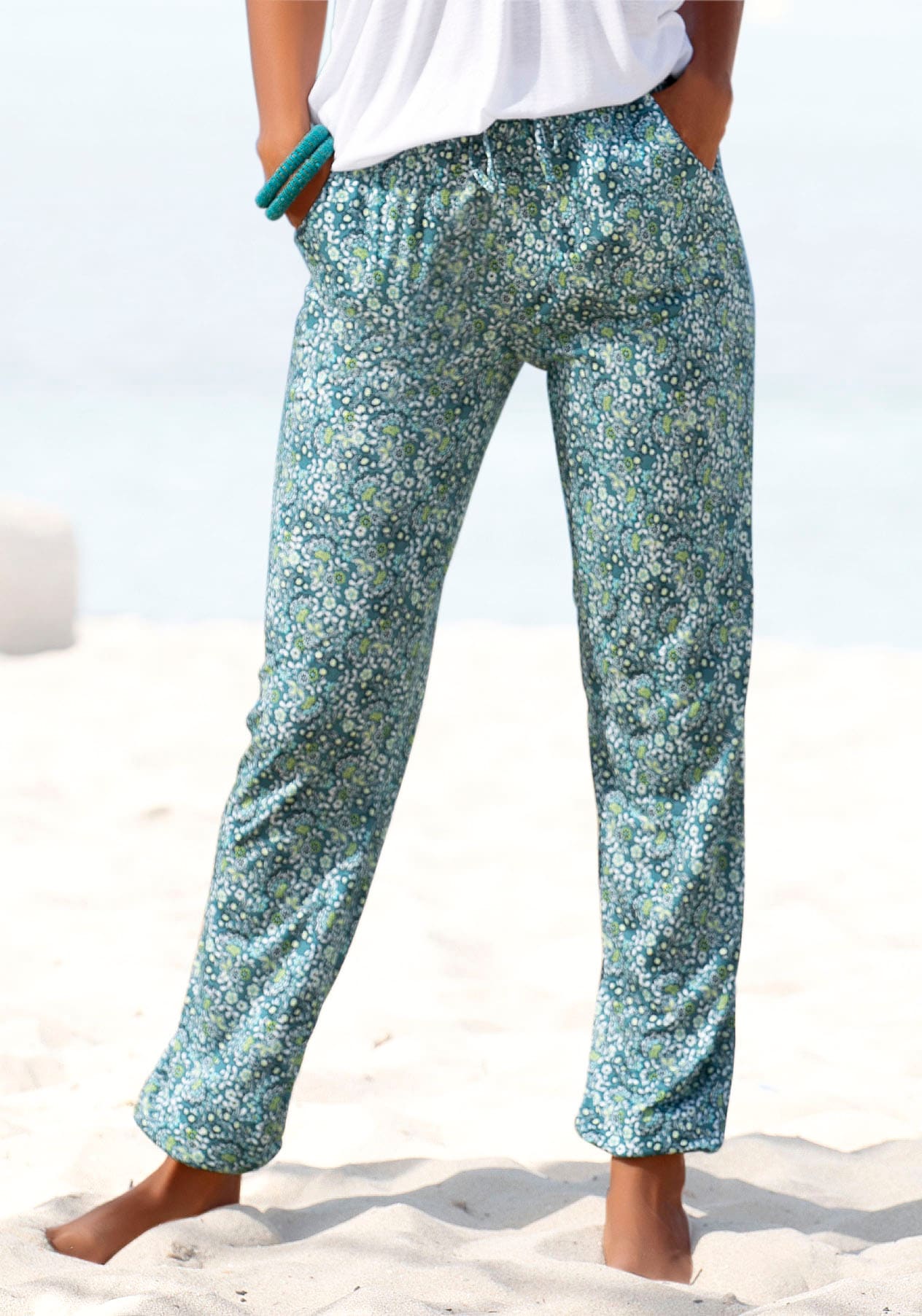 Vivance Jerseyhose, mit Blümchendruck und Taschen, elastischer Bund, Strandhose von Vivance