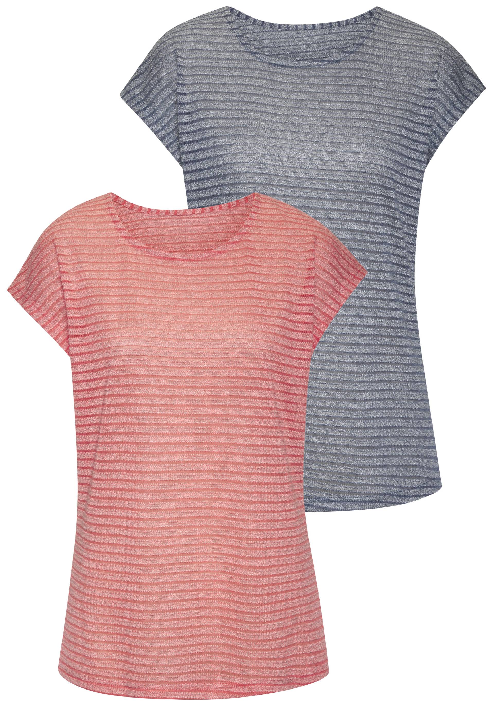 Vivance Kurzarmshirt »mit Streifenoptik«, (2er-Pack), aus pflegeleichter Viskose-Qualität von Vivance