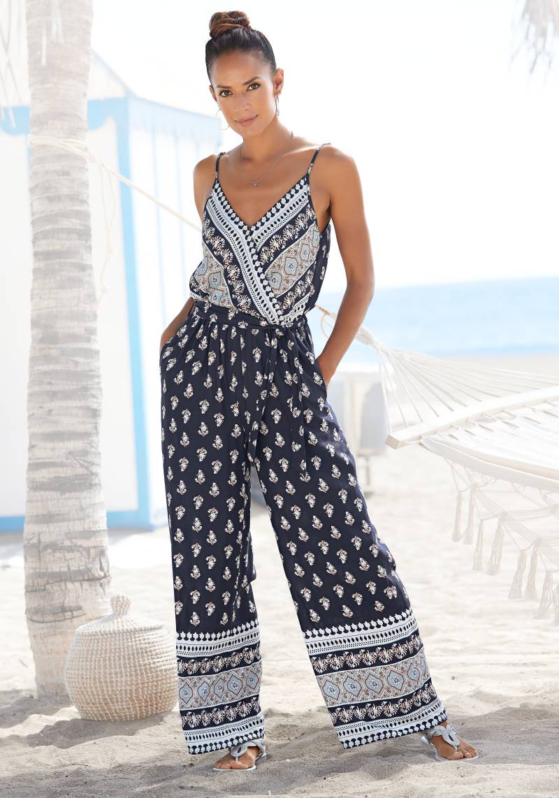 Vivance Overall, mit Bordürendruck und Taschen, sommerlicher Jumpsuit, weites Bein Vivance Overall, mit Bordürendruck und Taschen, sommerlicher Jumpsuit, weites Bein von Vivance