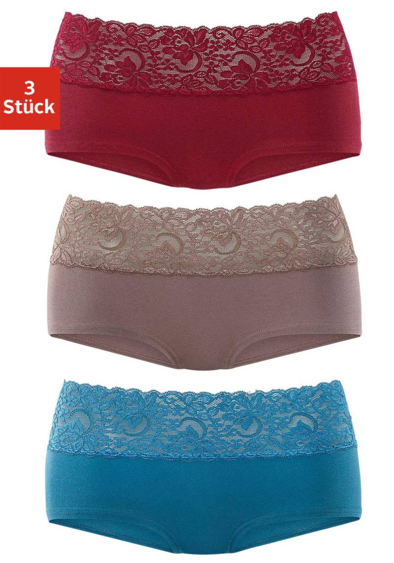 Vivance Panty, (3er-Pack), aus elastischer Baumwolle mit floraler Spitze von Vivance