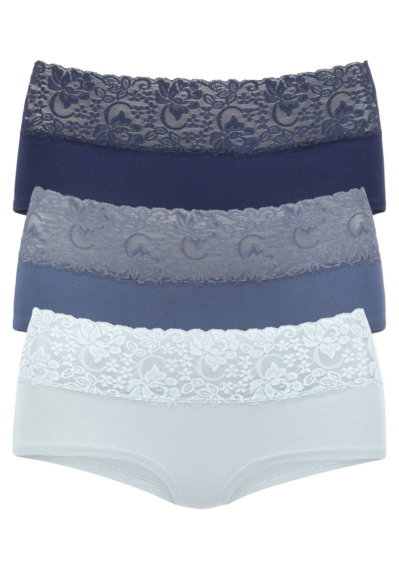 Vivance Panty, (3er-Pack), aus elastischer Baumwolle mit floraler Spitze von Vivance