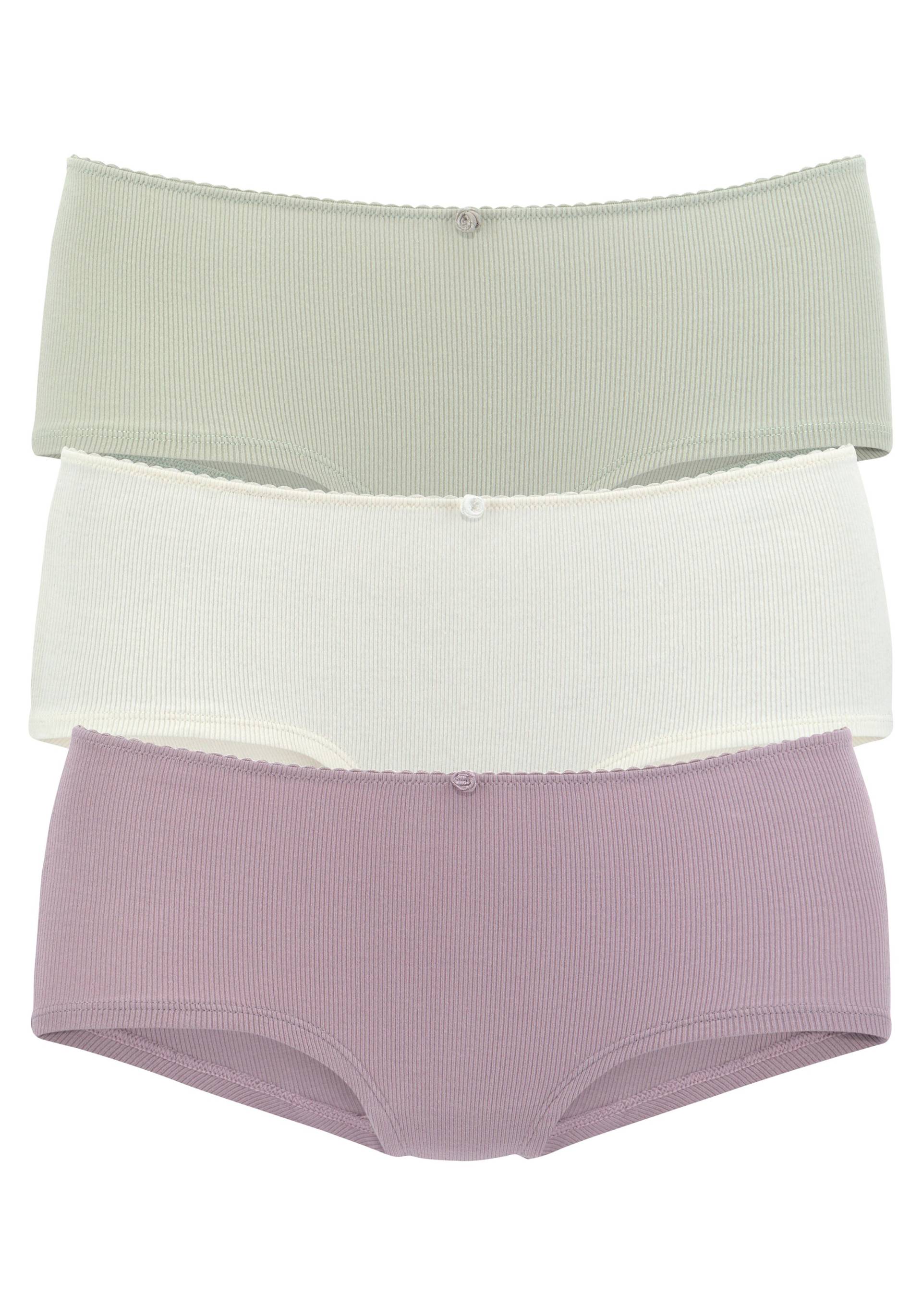 Vivance Panty, (Packung, 3 St.), aus weicher Rippware, mit zartem Röschen vorn von Vivance