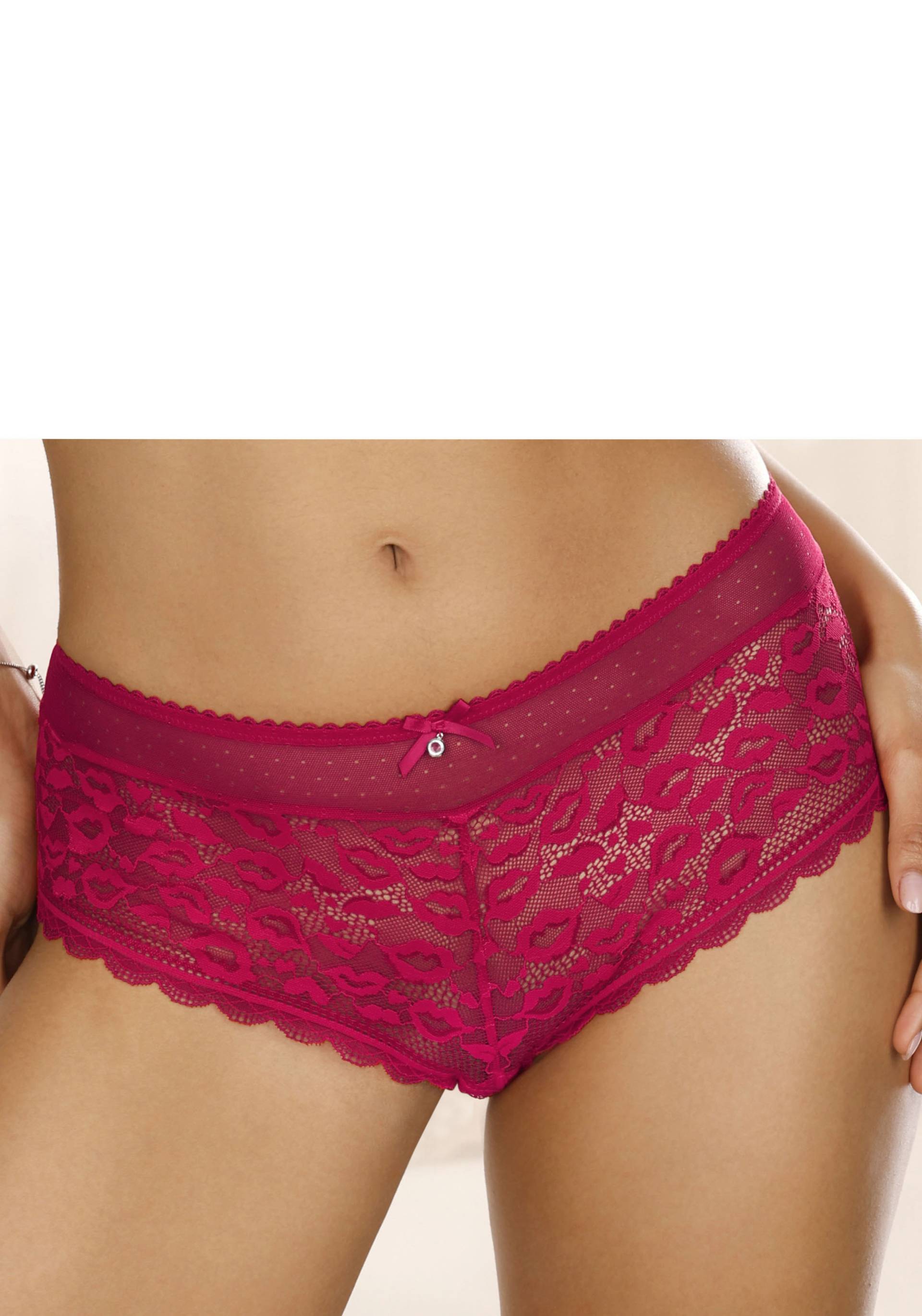 Vivance Panty, aus Spitze in Kussmund-Optik und weichem Mesh-Material von Vivance