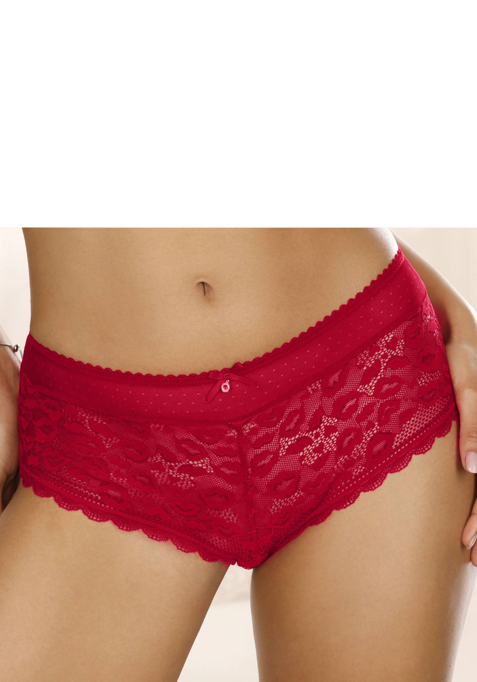 Vivance Panty, aus Spitze in Kussmund-Optik und weichem Mesh-Material von Vivance