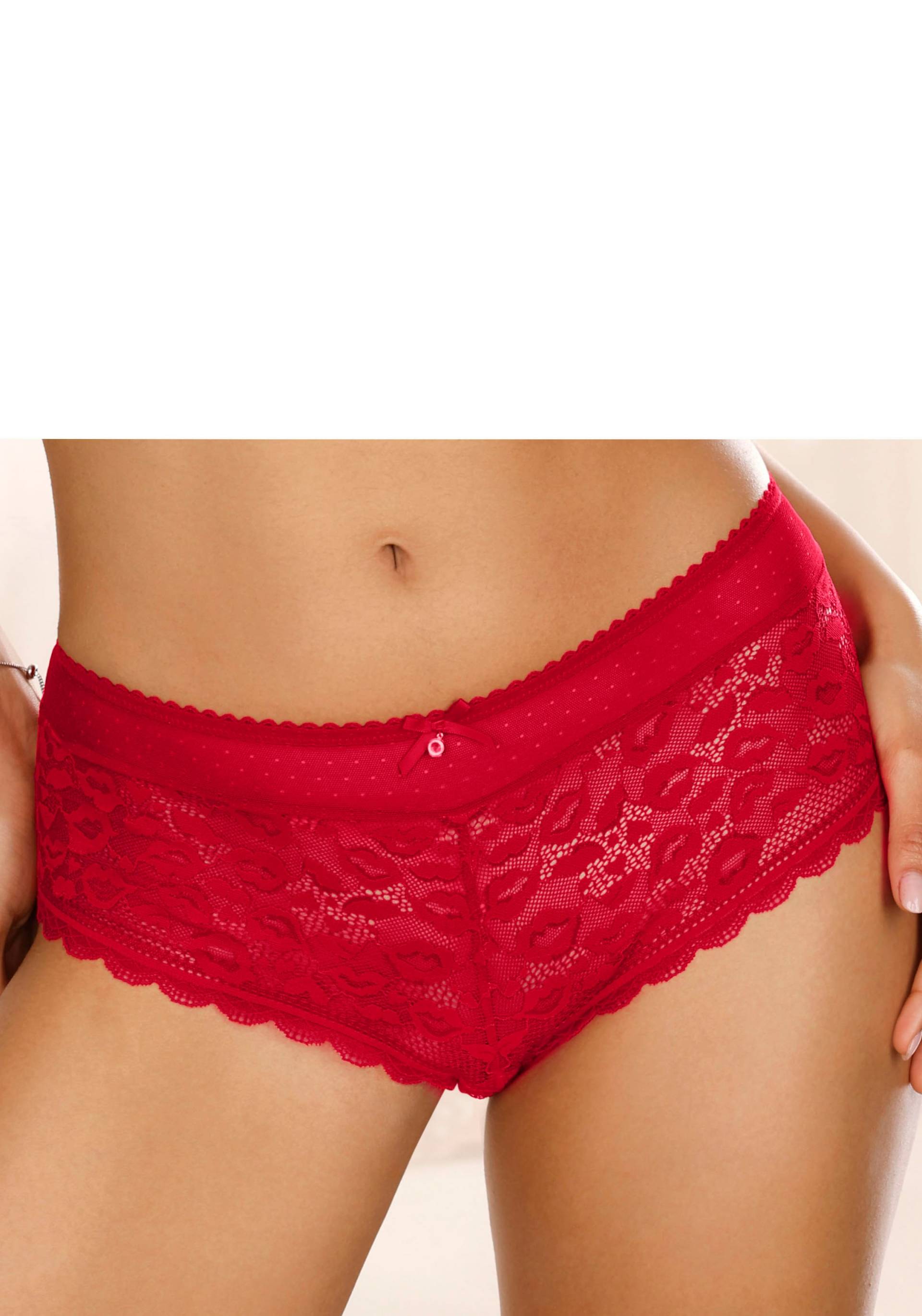 Vivance Panty, aus Spitze in Kussmund-Optik und weichem Mesh-Material von Vivance