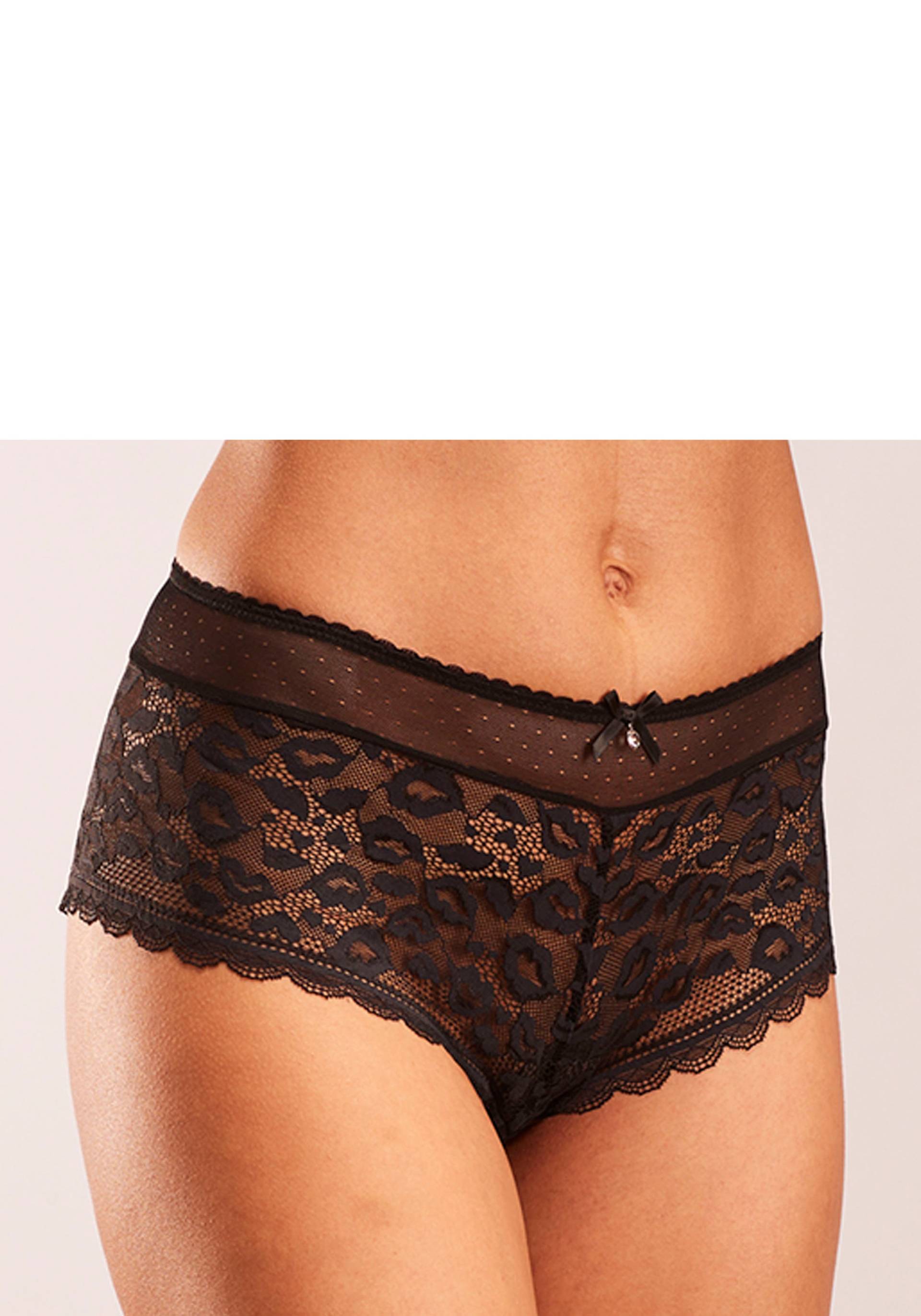 Vivance Panty, aus Spitze in Kussmund-Optik und weichem Mesh-Material von Vivance