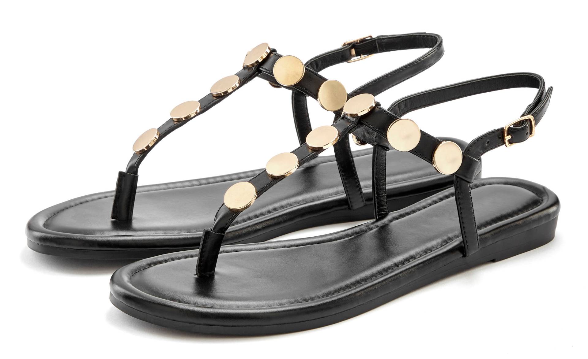 Vivance Sandale, Zehentrenner mit goldfarbenen Schmuckelementen VEGAN Vivance Sandale, Zehentrenner mit goldfarbenen Schmuckelementen VEGAN von Vivance