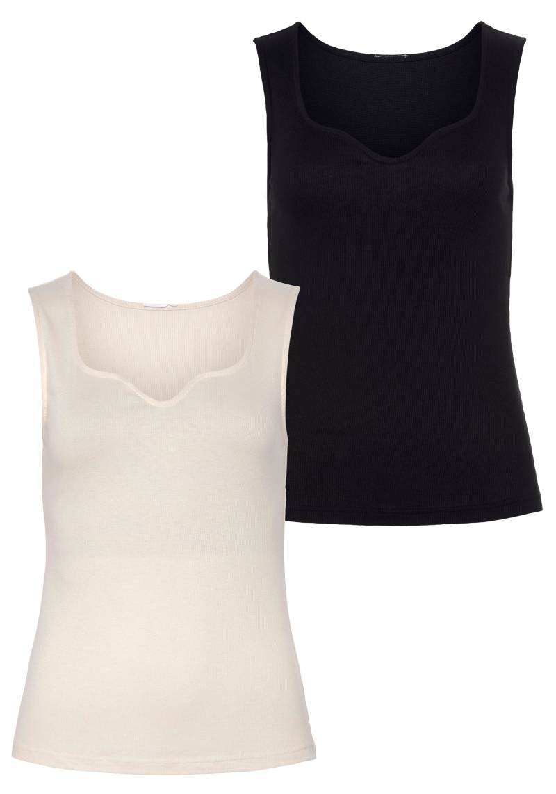 Vivance Shirttop, (2er-Pack), mit herzförmigen Dekolleté von Vivance