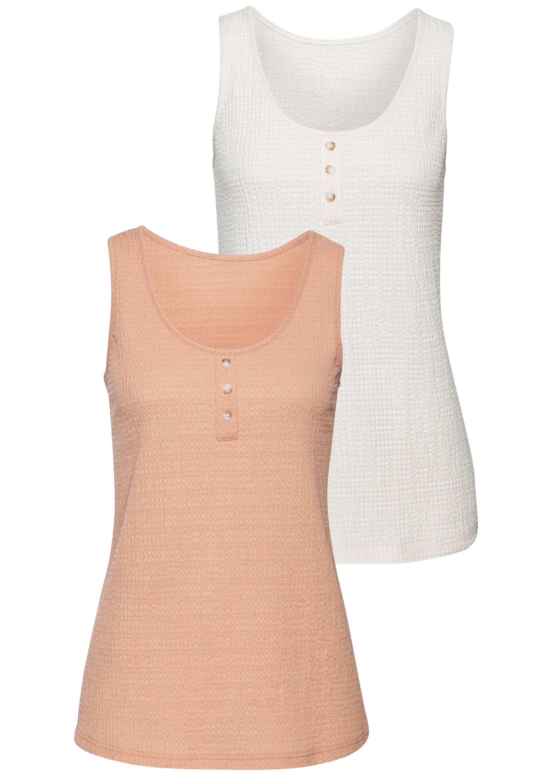 Vivance Shirttop, (2er-Pack), Top aus bügelfreier Crêpe-Ware von Vivance