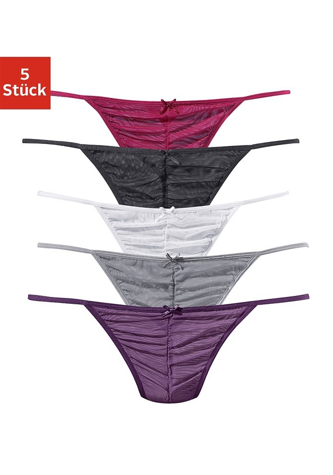 Vivance Stringtanga, (Packung, 5 St.), vorn gerafft von Vivance