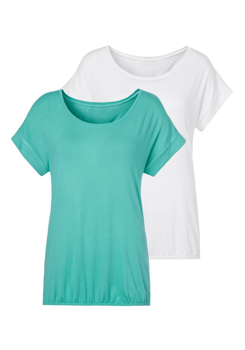 Vivance Kurzarmshirt »mit Gummizug im Bund«, (2er-Pack), aus weichem Viskose-Stretch von Vivance