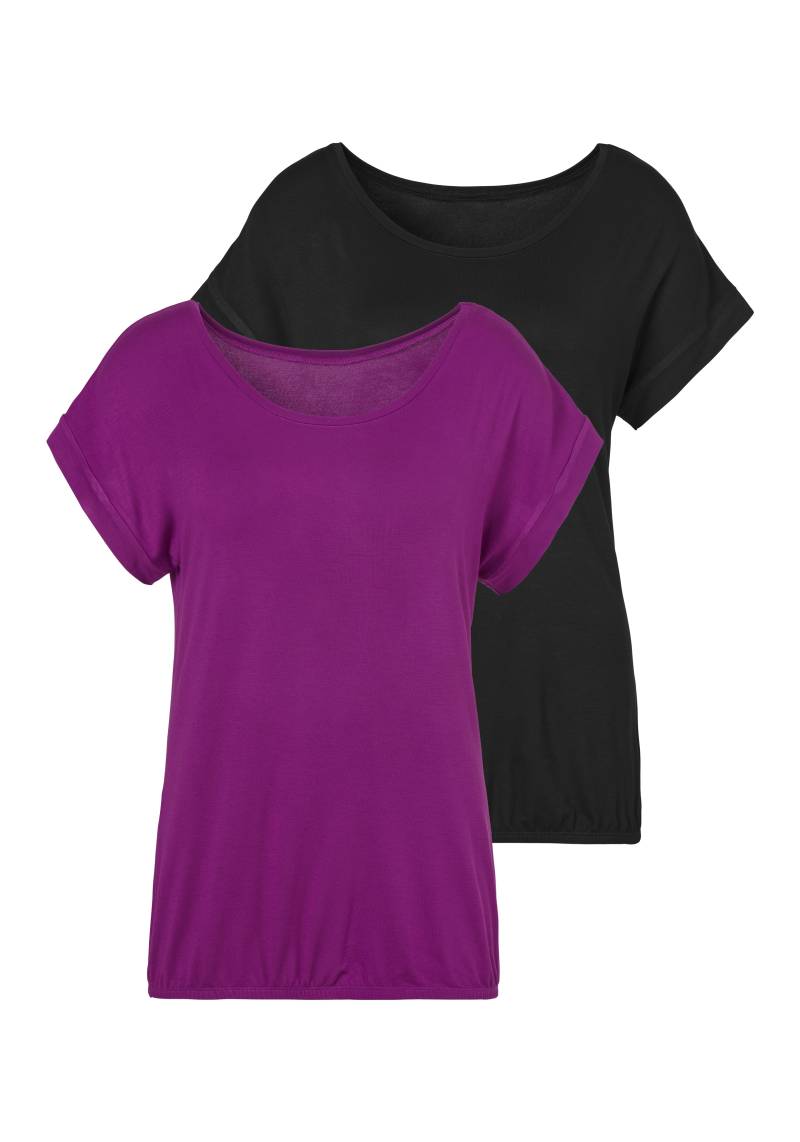 Vivance Kurzarmshirt »mit Gummizug im Bund«, (2er-Pack), aus weichem Viskose-Stretch von Vivance