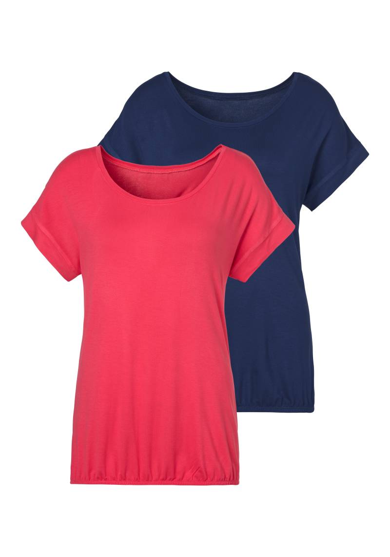 Vivance Kurzarmshirt »mit Gummizug im Bund«, (2er-Pack), aus weichem Viskose-Stretch von Vivance