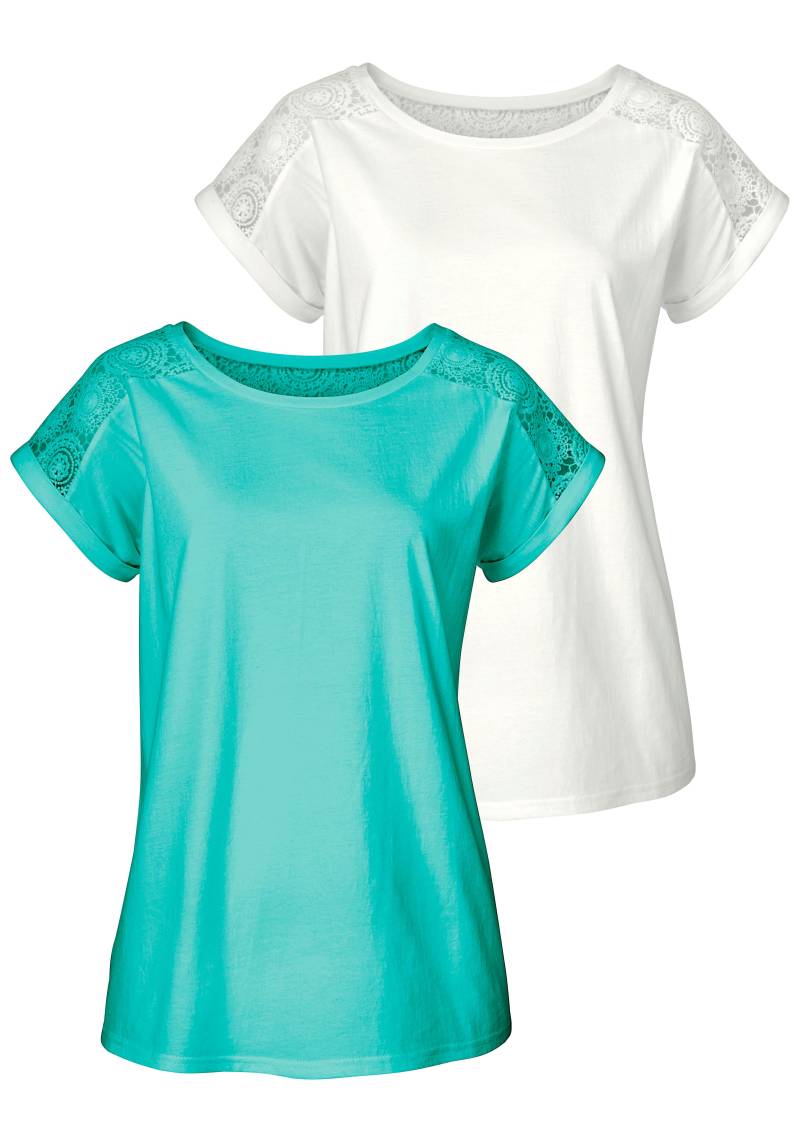 Vivance T-Shirt, (2er-Pack), mit schöner Spitze von Vivance