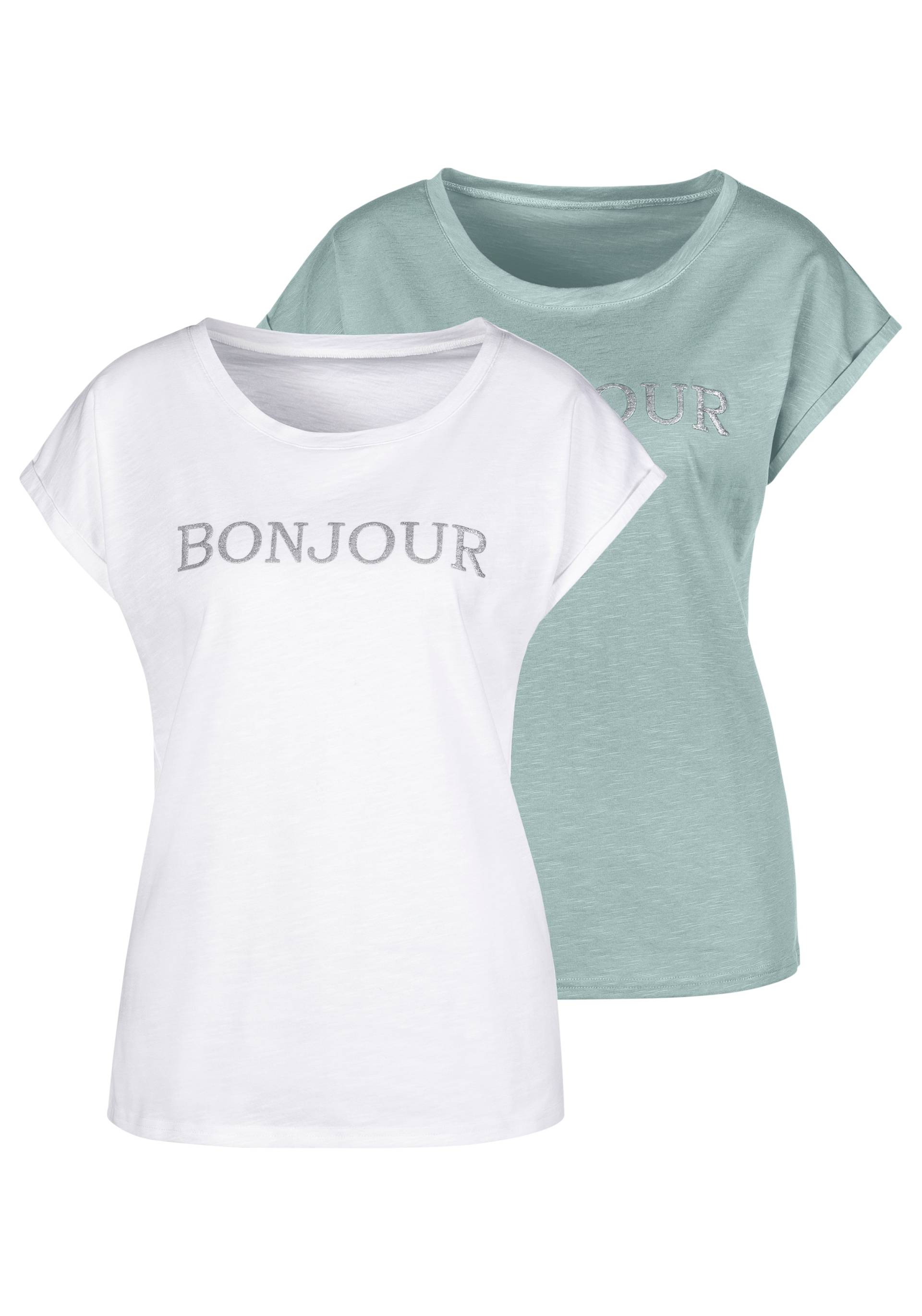 Vivance T-Shirt »mit Frontdruck "Bonjour"«, aus weicher Baumwoll-Qualität Vivance T-Shirt »mit Frontdruck "Bonjour"«, aus weicher Baumwoll-Qualität von Vivance