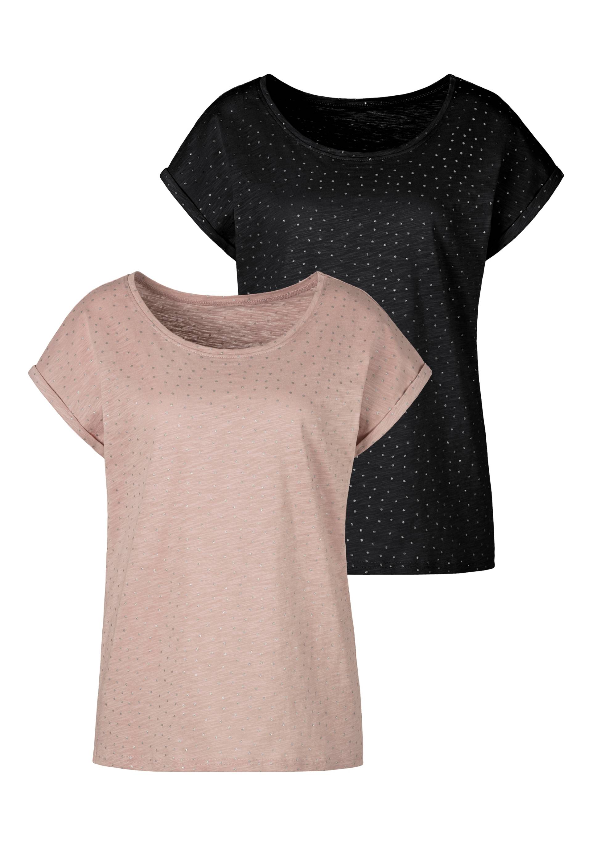 Vivance Kurzarmshirt »mit silbrigen Glitzerpünktchen«, aus weicher Baumwoll-Qualität Vivance Kurzarmshirt »mit silbrigen Glitzerpünktchen«, aus weicher Baumwoll-Qualität von Vivance