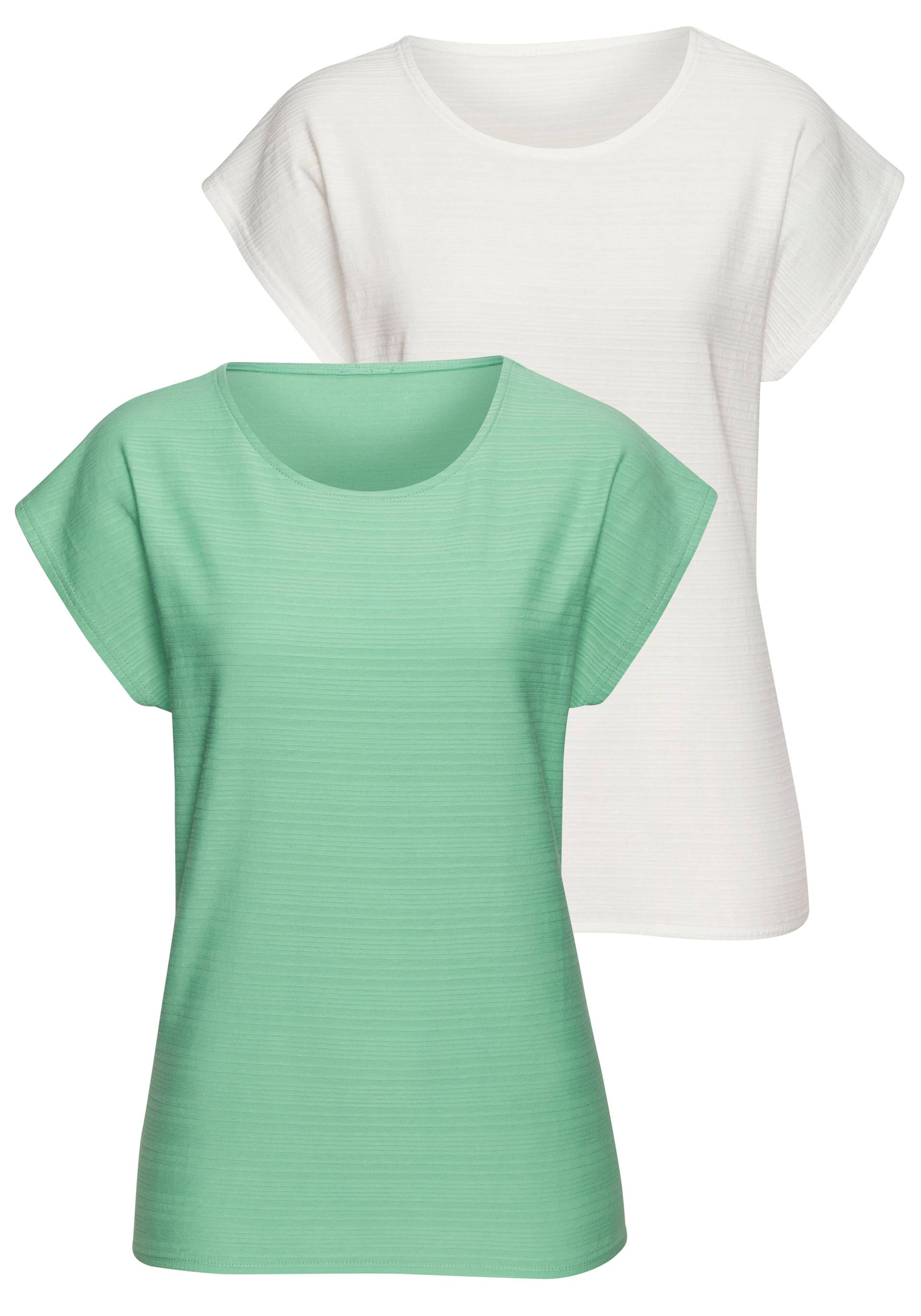 Vivance T-Shirt »mit modischer Streifenstruktur«, (Packung), aus weicher Baumwoll-Qualität von Vivance