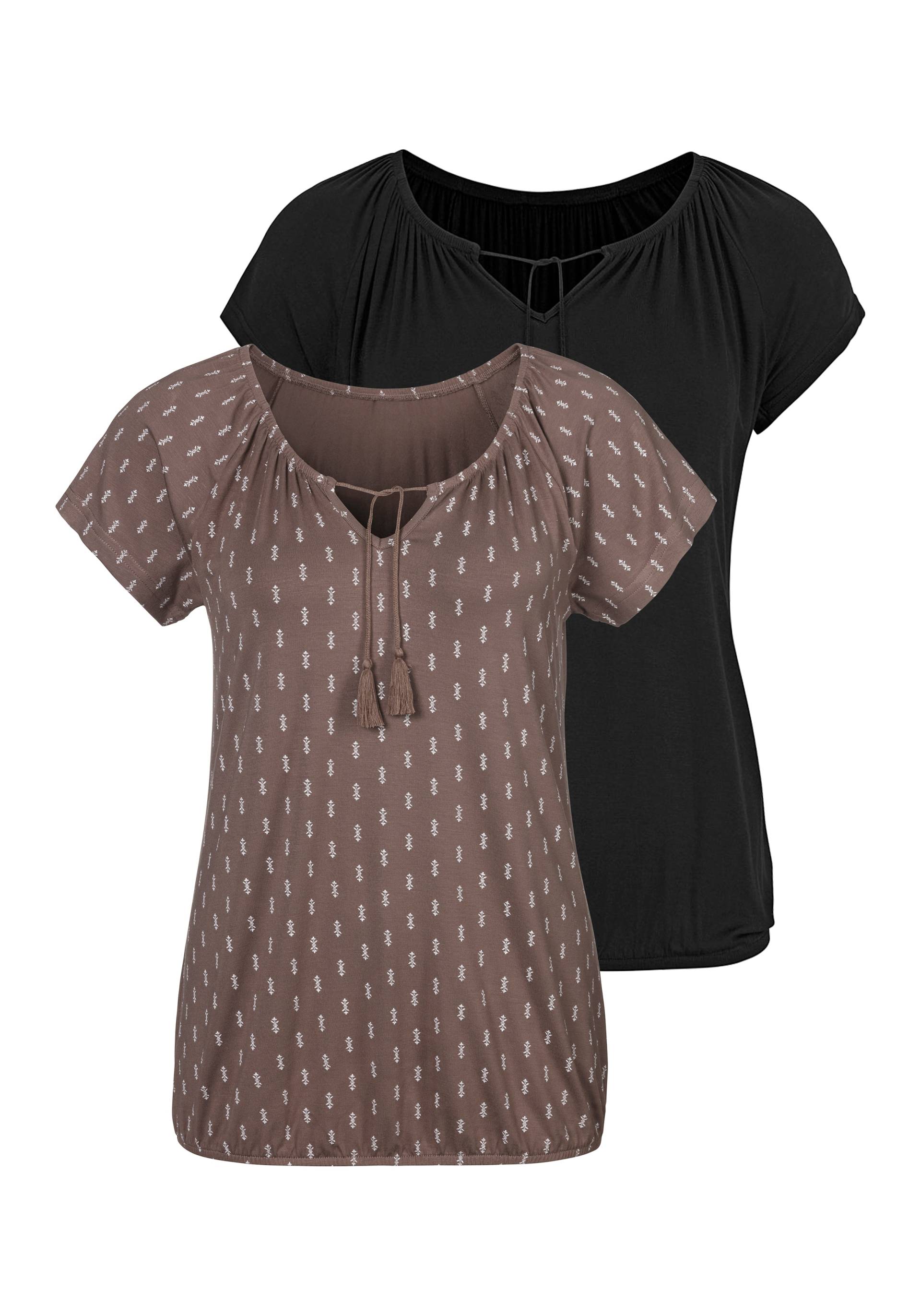 Vivance Kurzarmshirt »mit leicht gerafftem Ausschnitt«, aus weichem Viskose-Stretch Vivance Kurzarmshirt »mit leicht gerafftem Ausschnitt«, aus weichem Viskose-Stretch von Vivance