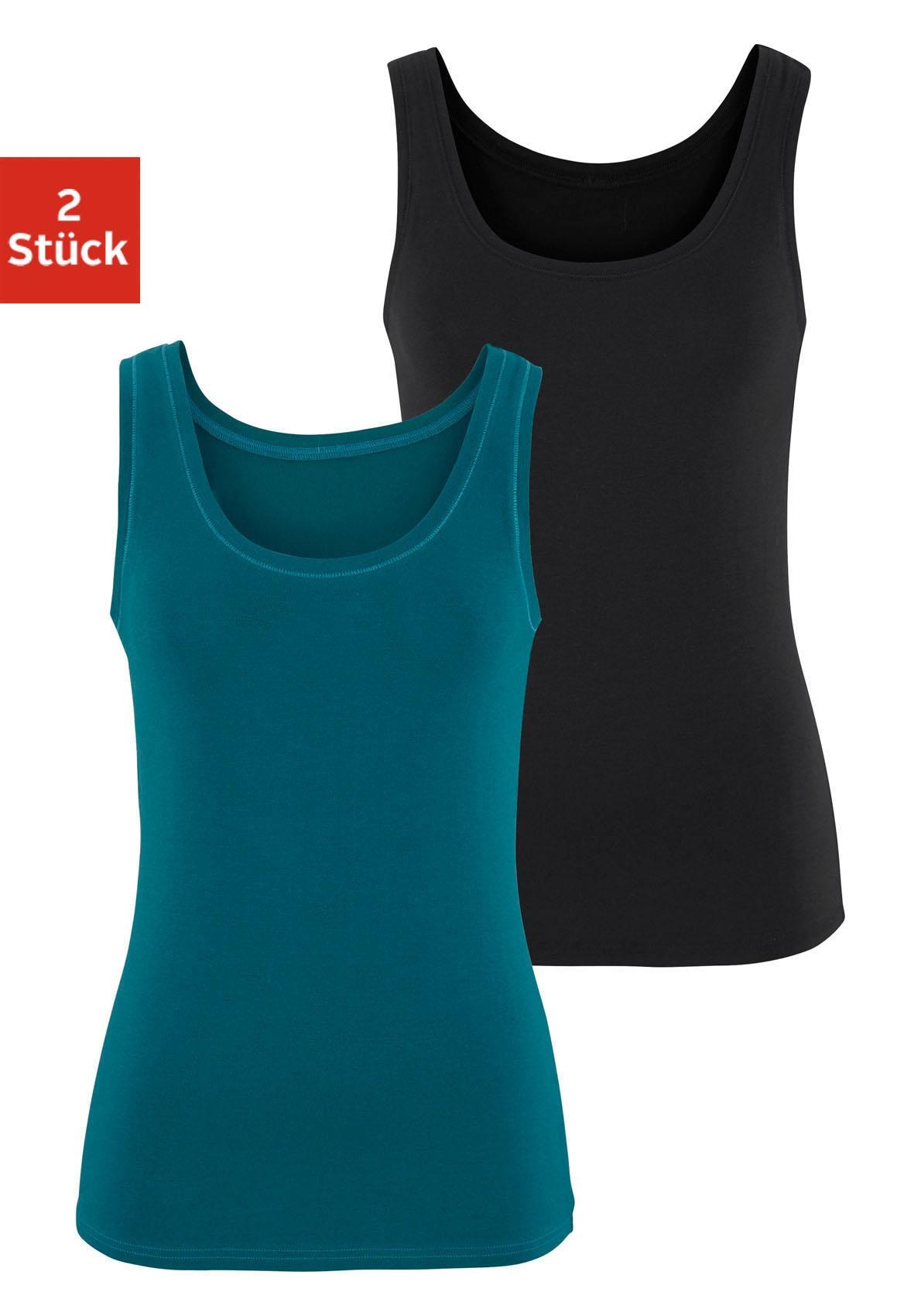 Vivance Tanktop, (2er-Pack), aus elastischer Baumwoll-Qualität, Strandtop von Vivance