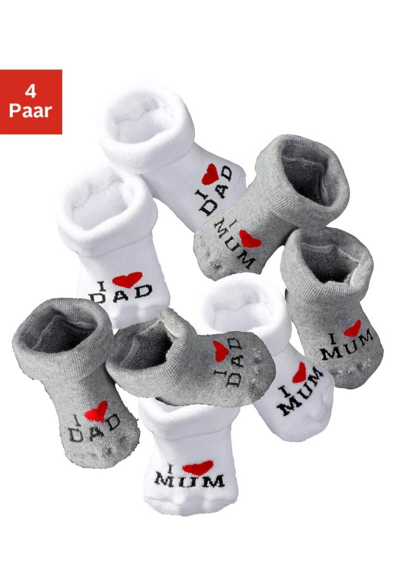 Vivance Umschlagsocken »I Love Mum, I Love Dad«, (Packung, 4 Paar), mit Umschlagbündchen von Vivance