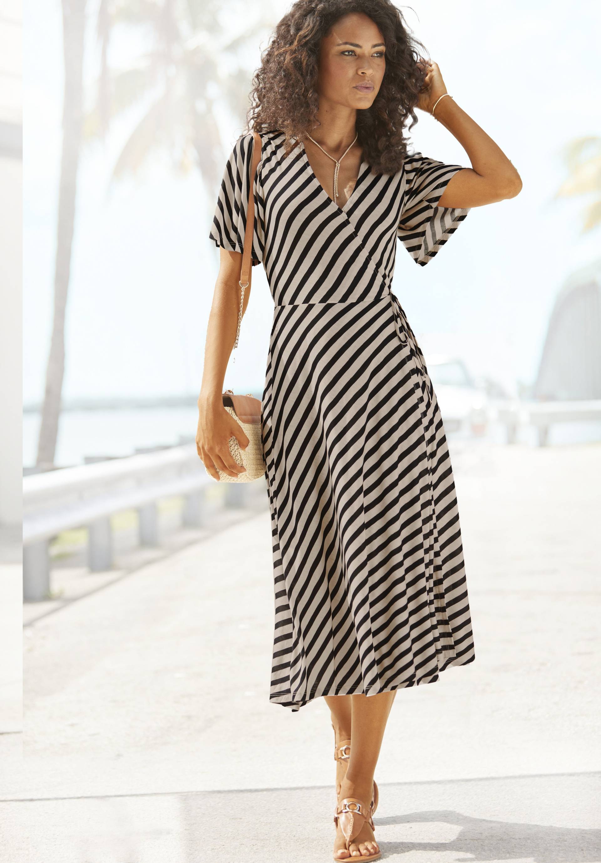 Vivance Wickelkleid, mit Streifenprint und Bindeband, Midikleid, leichtes Sommerkleid Vivance Wickelkleid, mit Streifenprint und Bindeband, Midikleid, leichtes Sommerkleid von Vivance