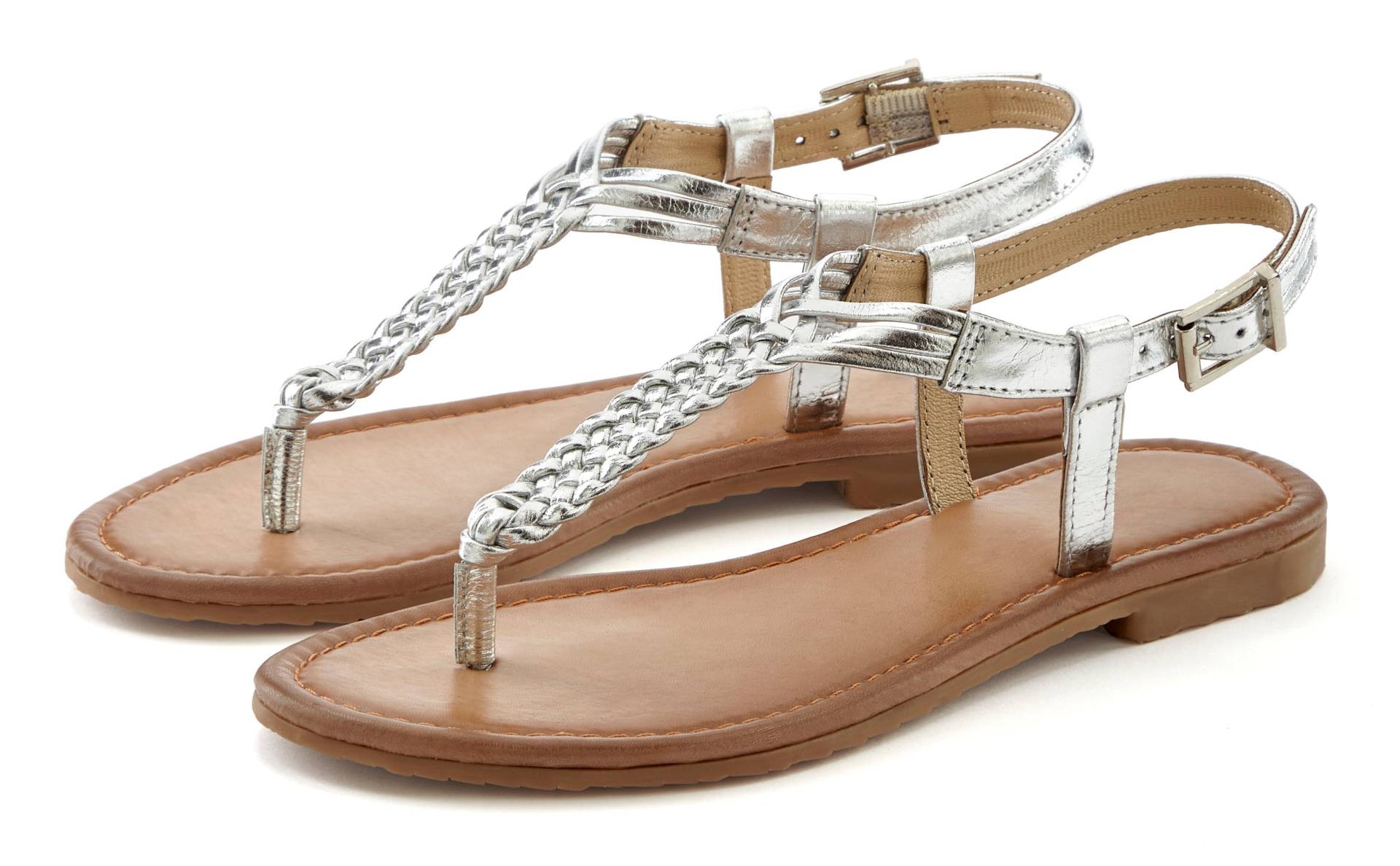 Vivance Zehentrenner, Sandalette, Sommerschuh,Sandale aus Leder mit Flecht-Optik Vivance Zehentrenner, Sandalette, Sommerschuh,Sandale aus Leder mit Flecht-Optik von Vivance