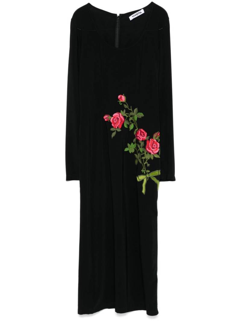 Vivetta floral-embroidered midi dress - Black von Vivetta