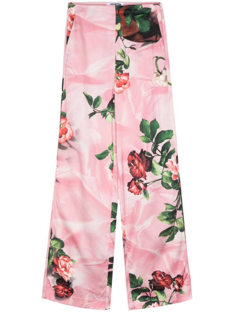 Vivetta floral-print satin palazzo pants - Pink von Vivetta