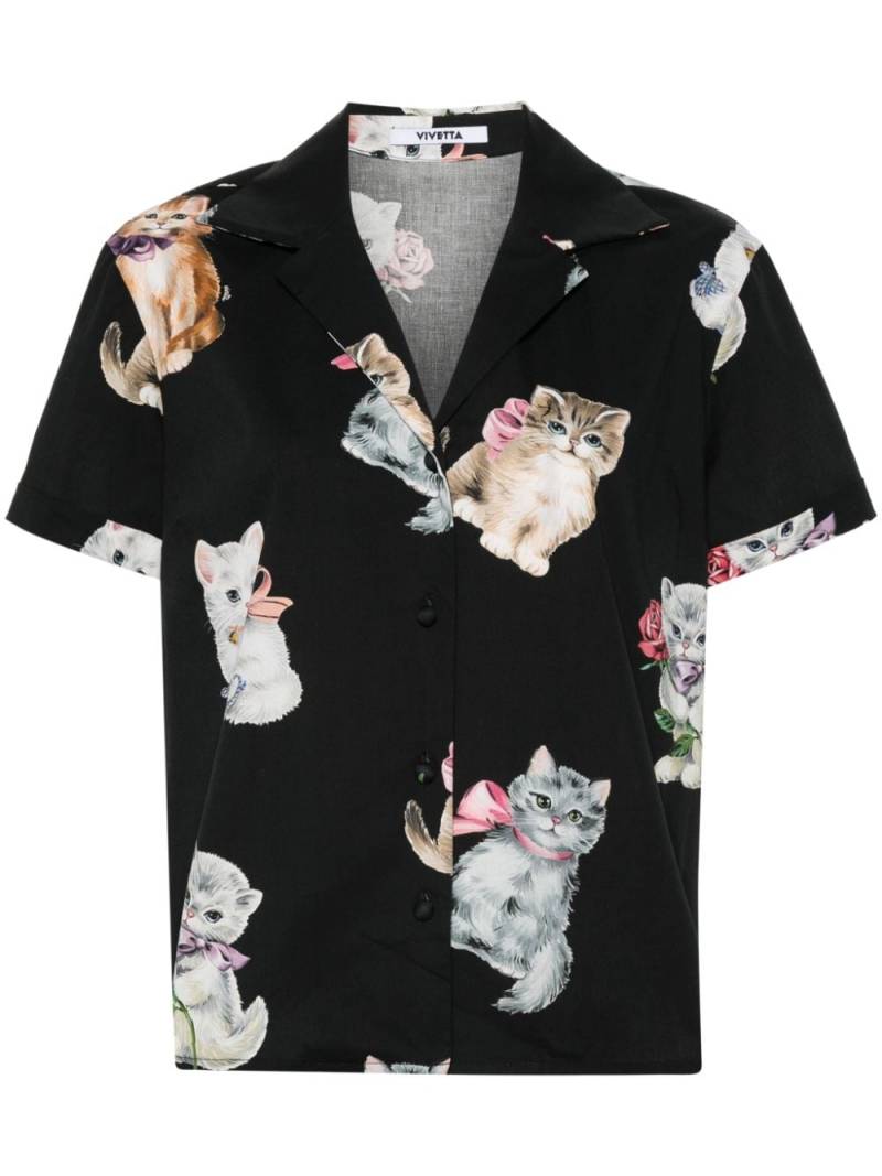 Vivetta kitty-print poplin shirt - Black von Vivetta