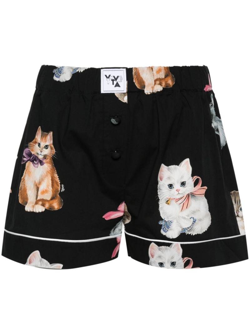 Vivetta kitty-print poplin shorts - Black von Vivetta