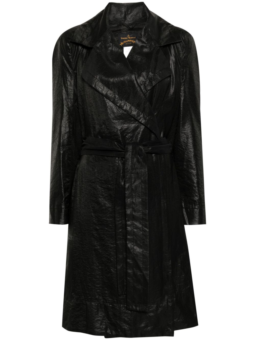 Vivienne Westwood Pre-Owned 2010's crinkled belted coat - Black von Vivienne Westwood Pre-Owned