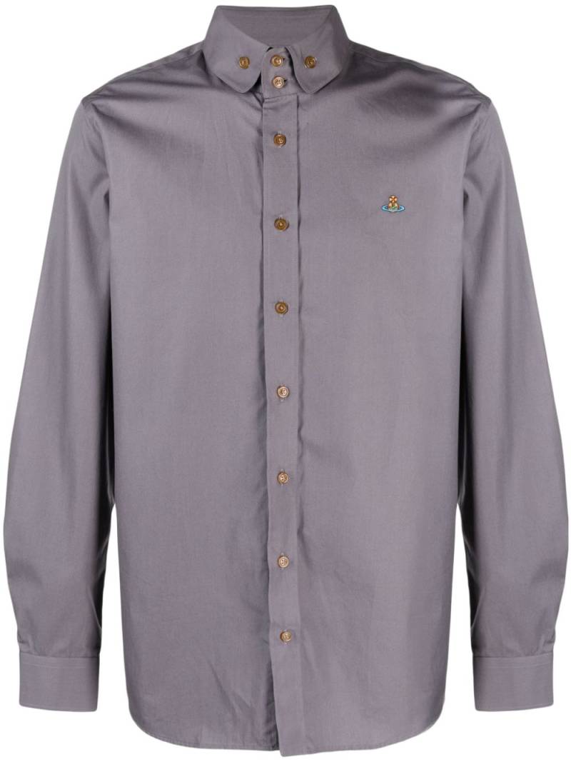 Vivienne Westwood Krall Orb-embroidered cotton shirt - Grey von Vivienne Westwood