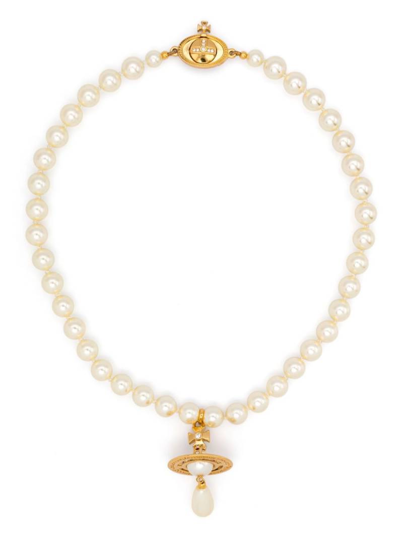 Vivienne Westwood One Row Pearl Drop choker - Gold von Vivienne Westwood