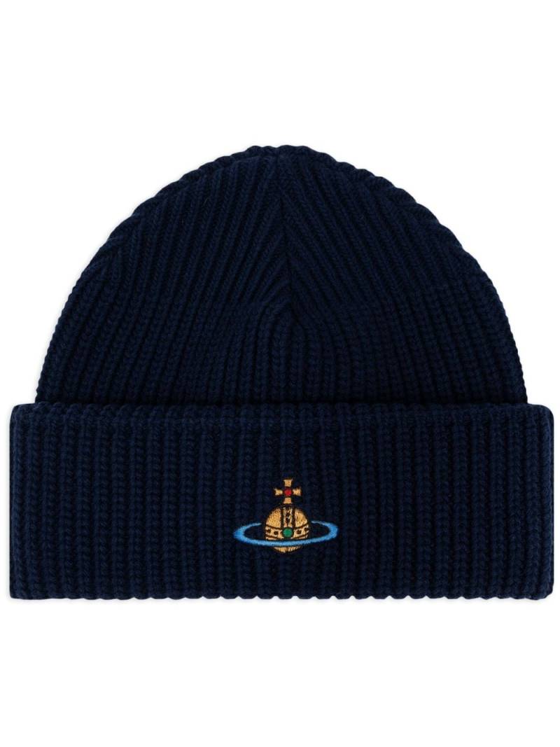 Vivienne Westwood Orb-embroidered beanie - Blue von Vivienne Westwood