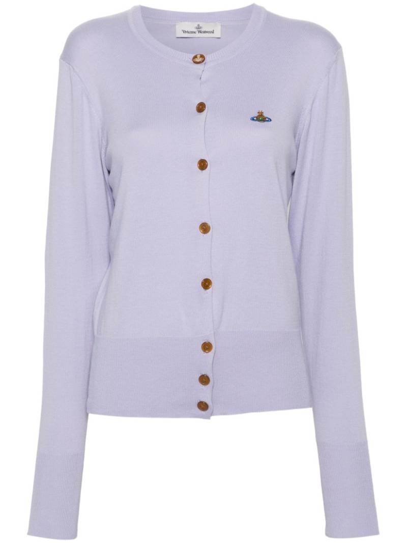 Vivienne Westwood Orb-embroidered cotton cardigan - Purple von Vivienne Westwood