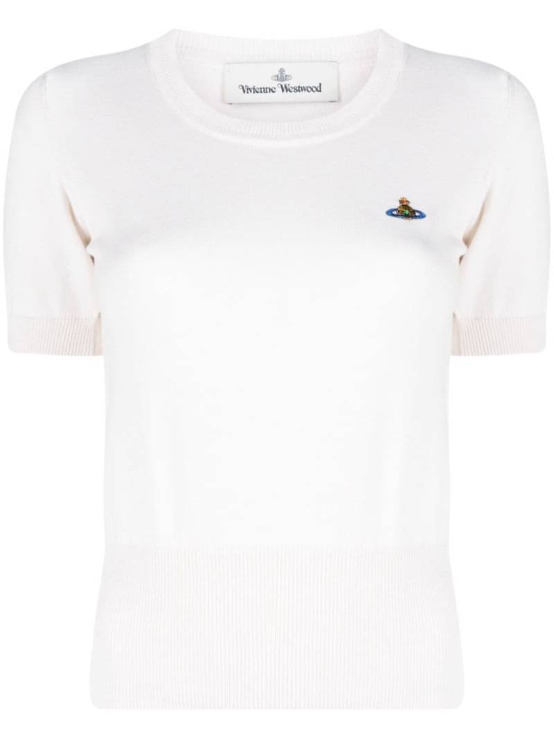 Vivienne Westwood Orb-embroidered fine-knit top - Neutrals von Vivienne Westwood