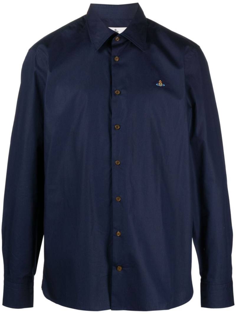 Vivienne Westwood Orb-embroidered cotton shirt - Blue von Vivienne Westwood