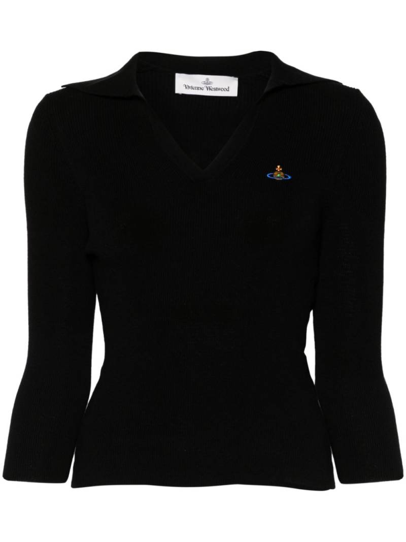 Vivienne Westwood Orb-embroidered polo jumper - Black von Vivienne Westwood